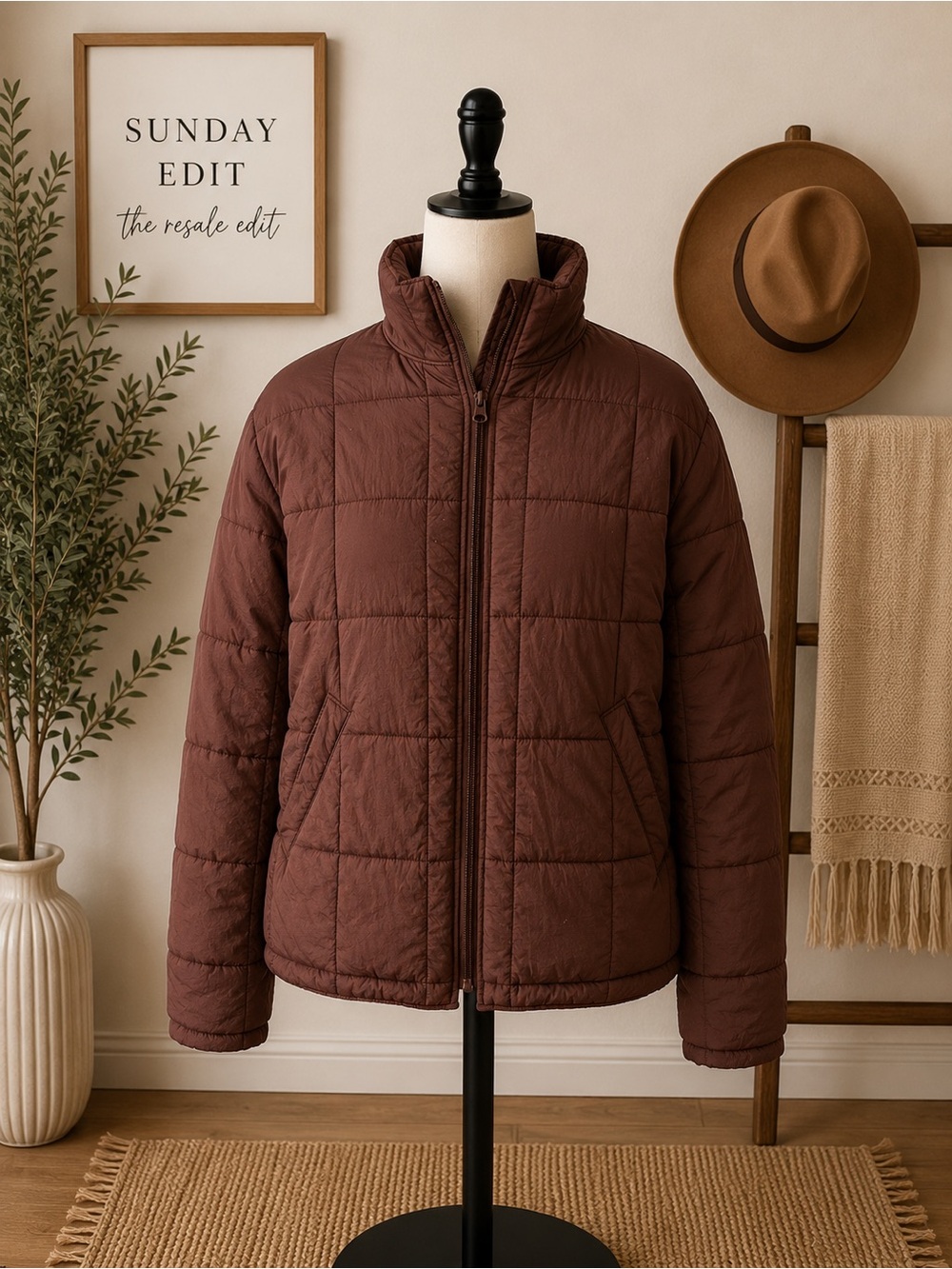 Women’s Quilted Brown Jacket - Lightweight Puffer Coat